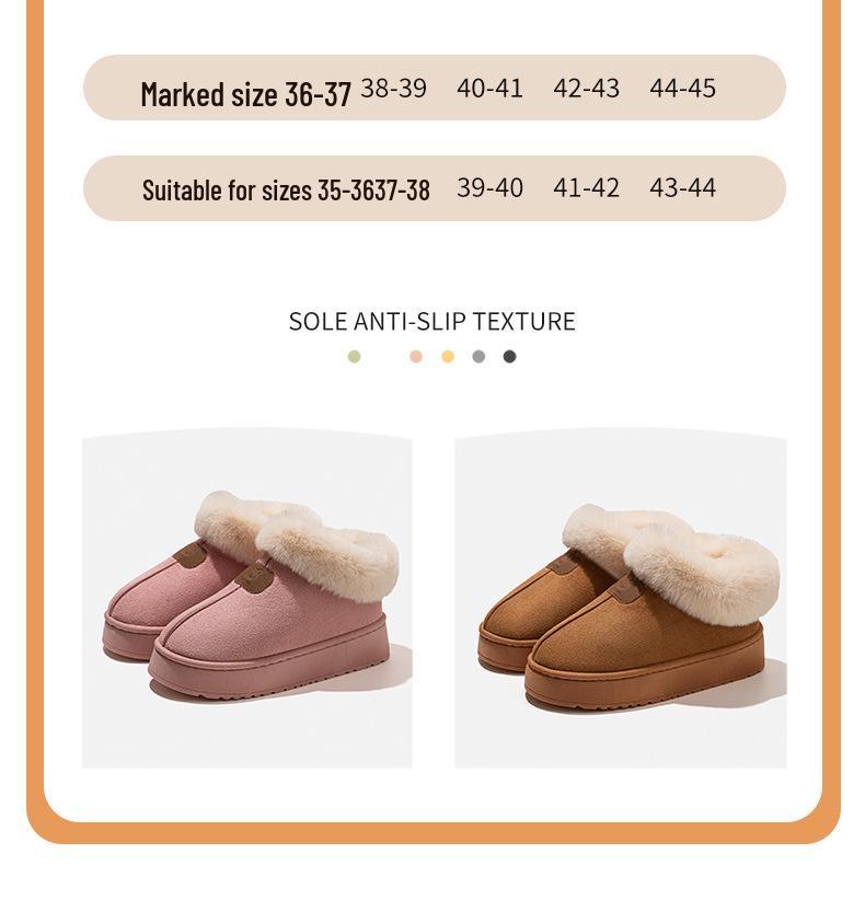 Women's Thick-Soled Winter Cotton Snow Boots & Slippers - Warm, Velvet, Closed-Toe for Outdoor & Home Wear
