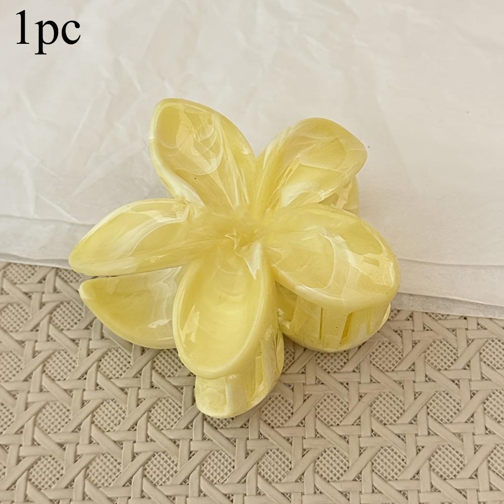 

1/2pcs Yellow Egg Flower Hair Claw Clip Secure Grip Transparent Gradient Design Durable Plastic Hair Accessories for Women