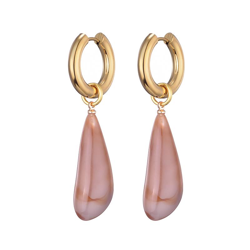 New Fashion Long Waterdrop Long Pendant Hoop Earrings Woman Round Stainless Steel Gold Color Ear Buckel Dangle Female Zircon
