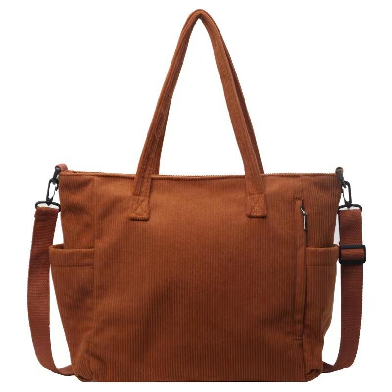 Fashion Versatile Shoulder Bag College Wind Commuting Corduroy Square BagUnisex Large Capacity Leisure Portable Crossbody Bag