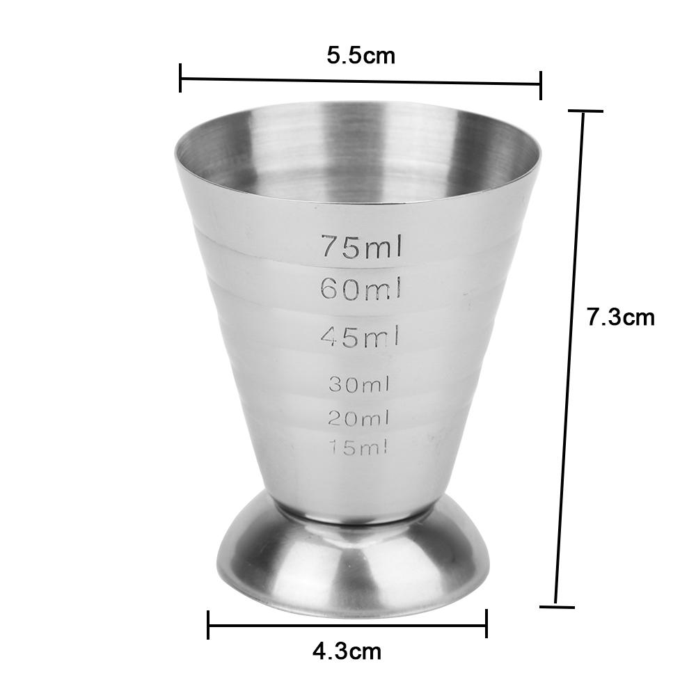 Bar Mixed Drink Accessories Stainless Steel Cocktail Tools Bar Cocktail Shaker Jigger 75ML Measure Cup
