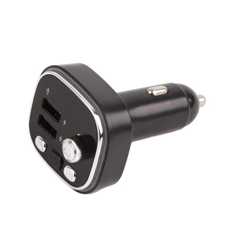 Car Bluetooth Player 2 USB Ports Charger 7 Color Lights FM Transmitter For Hands Free Calling Silver