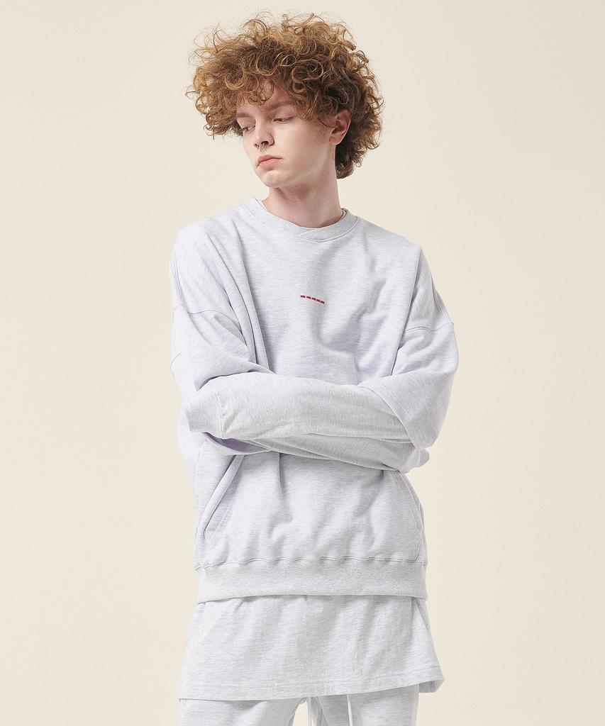 ATTENTIONROW 22Ss03At006 Cut-Out Short Sleeve Oversized Short Sleeve Sweatshirt (1% Melange)