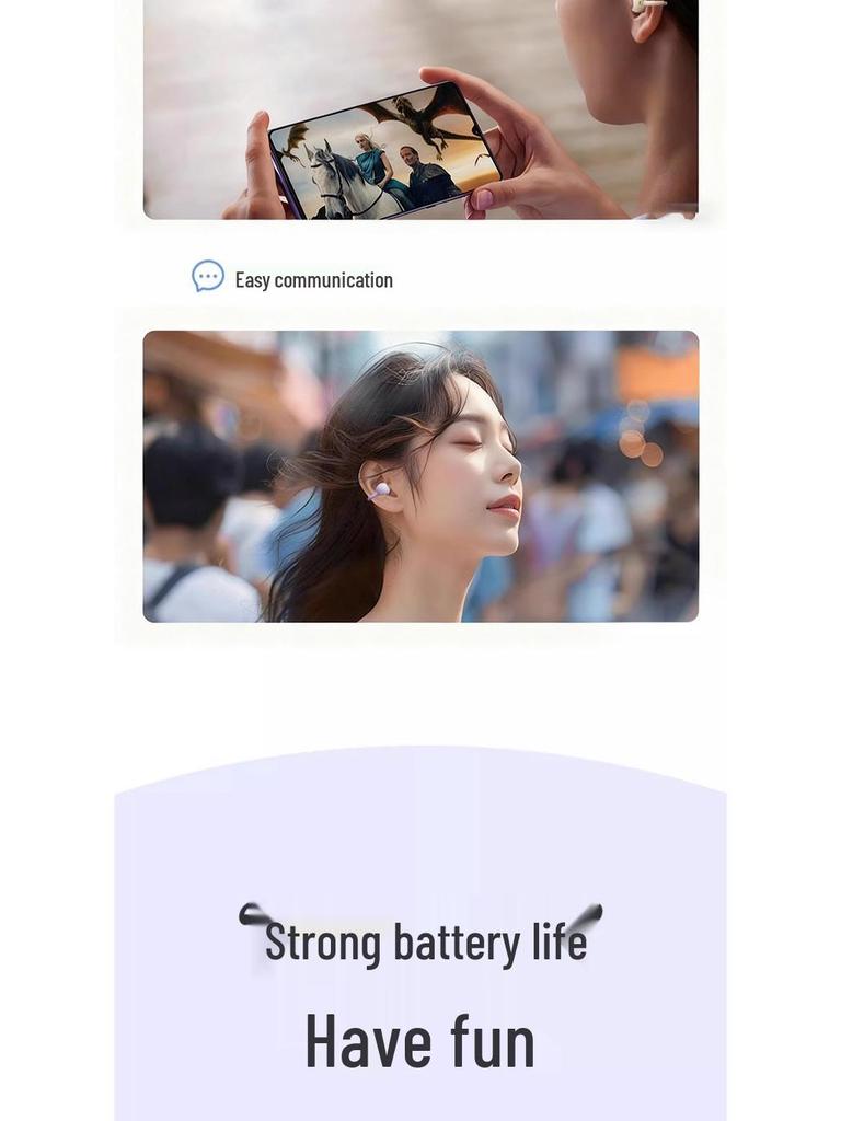 2025 High-Quality Wireless Bluetooth Ear Clip Earphones: Long Battery, In-Ear for Sports & Running