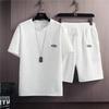 Men's Summer Trendy Solid Color Short Sleeve T-shirt & Bermuda Shorts Set - Korean Style Youth Top