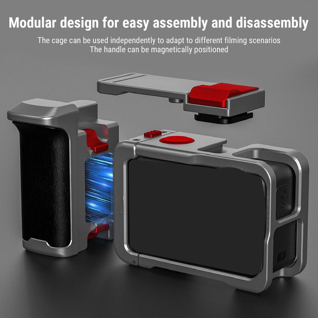 Cage Fit for DJI Action 5 4 3 Pro Action Camera Aluminum Alloy Anti Slip Camera Housing Frame Mount Case with Handle Grip