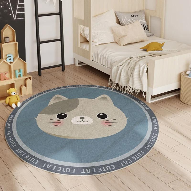Cute Cartoon Style Rugs for Bedroom Round Hopscotch Children's Mat Soft Non-slip Nursery Carpet Washable Children Crawling Rug