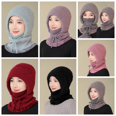 Ear Protection Knitted Balaclava Hat Neck Warmer Pullover Hats Winter Hooded Cap  Outdoor