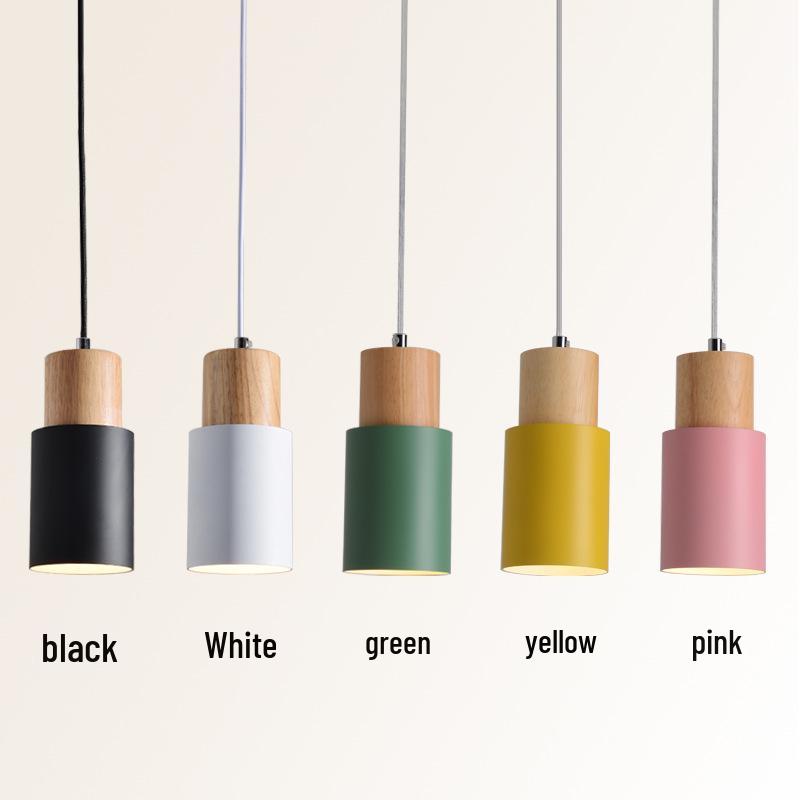 Nordic Solid Wood Macaron Pendant Light - Modern, Creative Lighting for Restaurants, Bars, and Bedrooms.