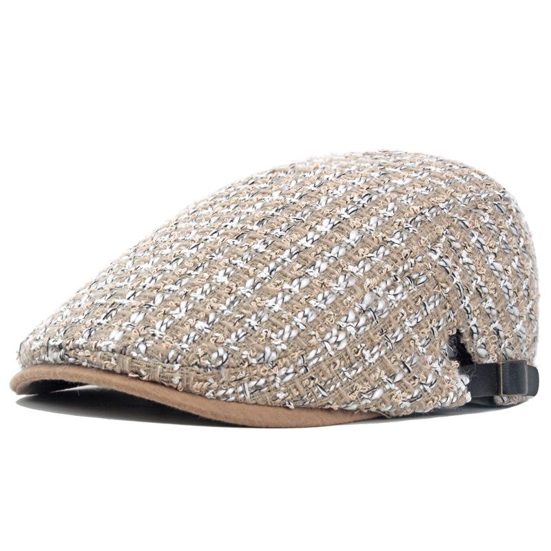 Frauen Hut Herbst Winter Warme Gestrickte Wolle Baskenmütze Vorwärts Kappe männer Plaid Kappe Newsboy Hut