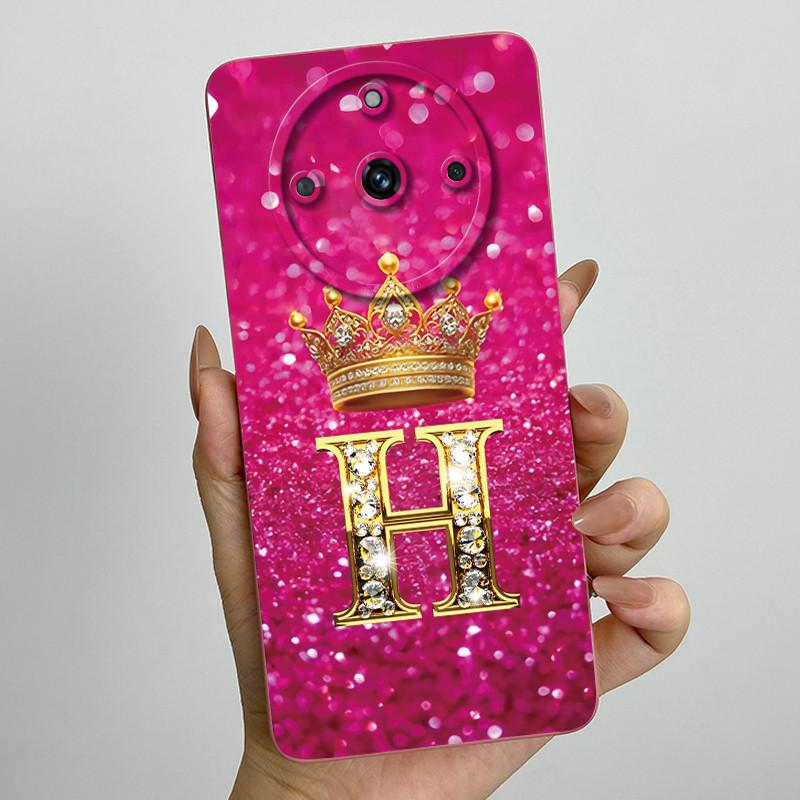 For Realme 11 Pro Plus 5G Fashion Initial Letter Couple Phone Case for Realme 11Pro 11 Pro+ Soft Silicone Lens Protective Casing