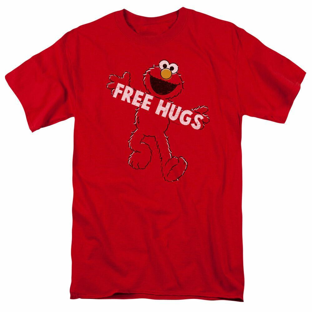 26 Sesame Street Free Hugs T Shirt Mens Licensed Classic TV Show Elmo Tee Red Unisex T-Shirt XXXXL