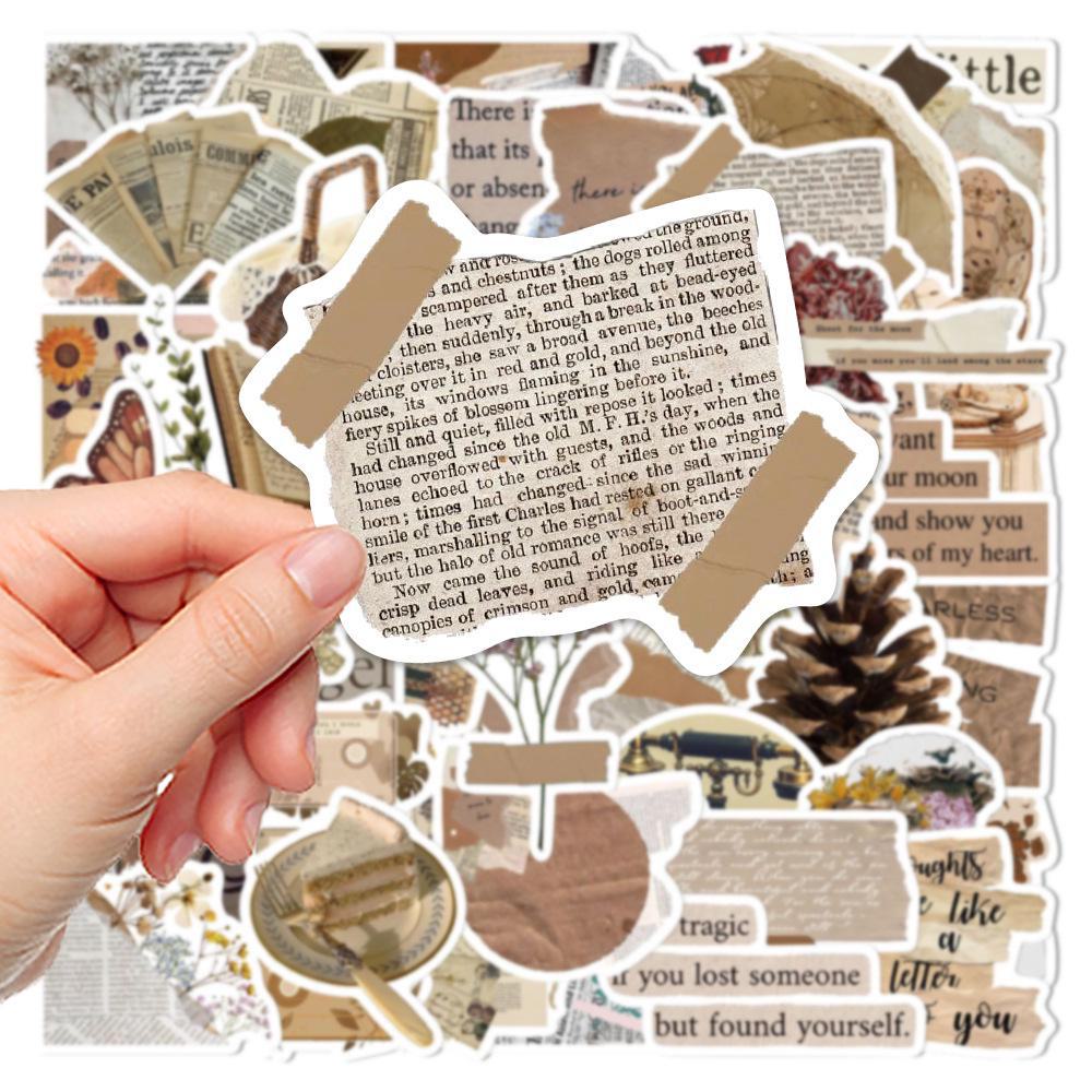 52 Retro Waterproof Stickers for Notebooks, Phone Cases, Water Bottles, Computers, and iPads - Perfect for DIY Decoration