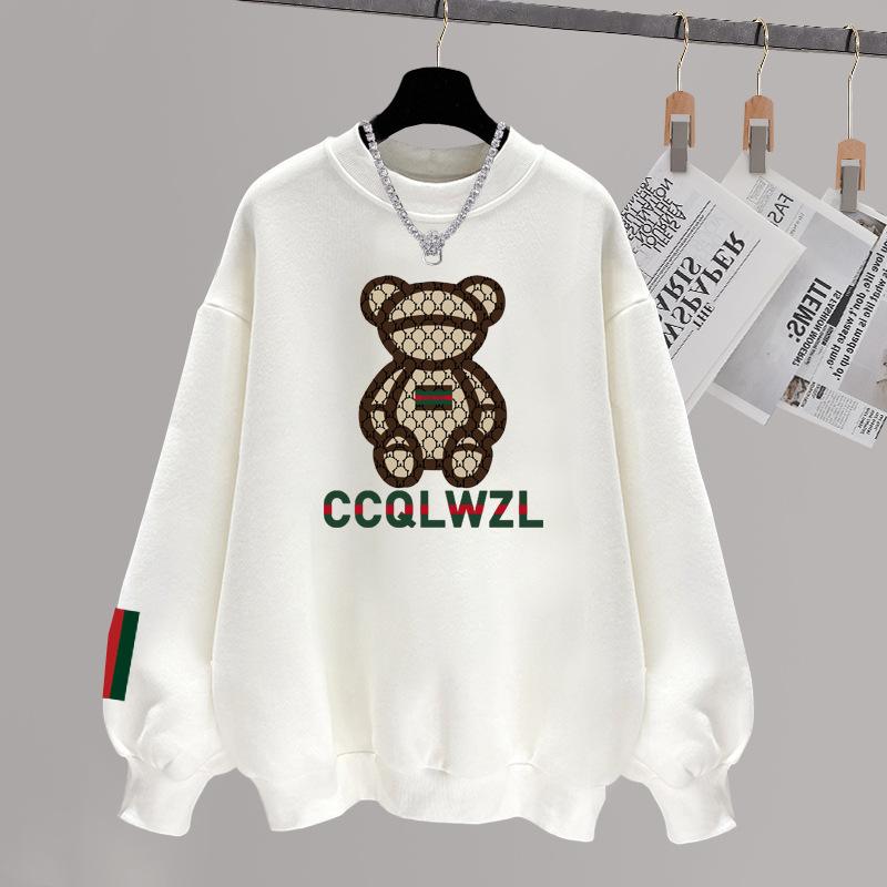 Spring, autumn and winter new velvet thickened hoodless cotton sweater women's loose long-sleeved thin coat ins