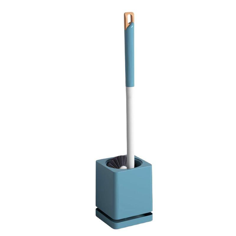 Wall-Mounted Punch-Free Toilet Brush with Base Holder, Long Handle & High-Quality Plastic