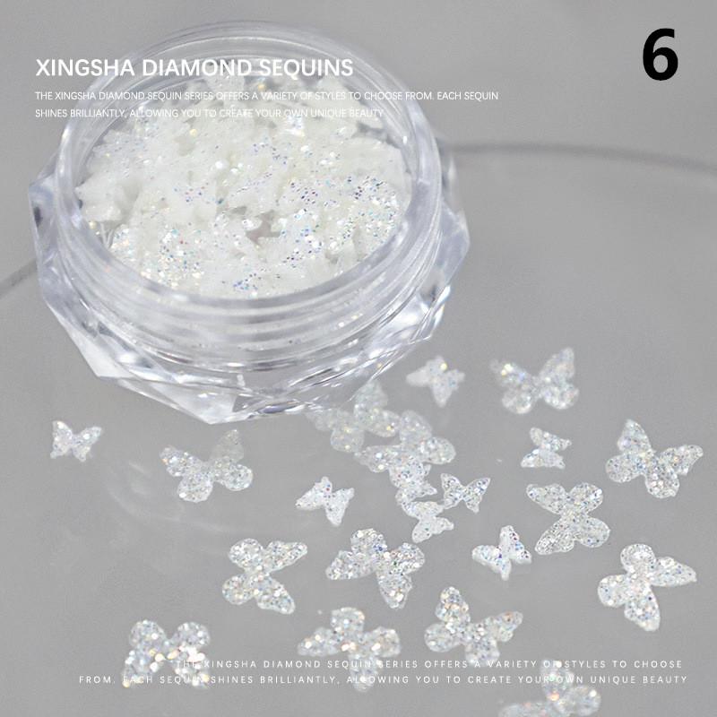 

1Jar Star Gauze Diamond Nail Glitter Heart Butterfly Star Starburst Flower Nail Sequin DIY Nail Jewelry Decoration Material