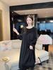 Women's Sexy Lace Nightgown - Long Sleeve Ice Silk Pajamas with Beautiful Back, French Style for Spring and Autumn