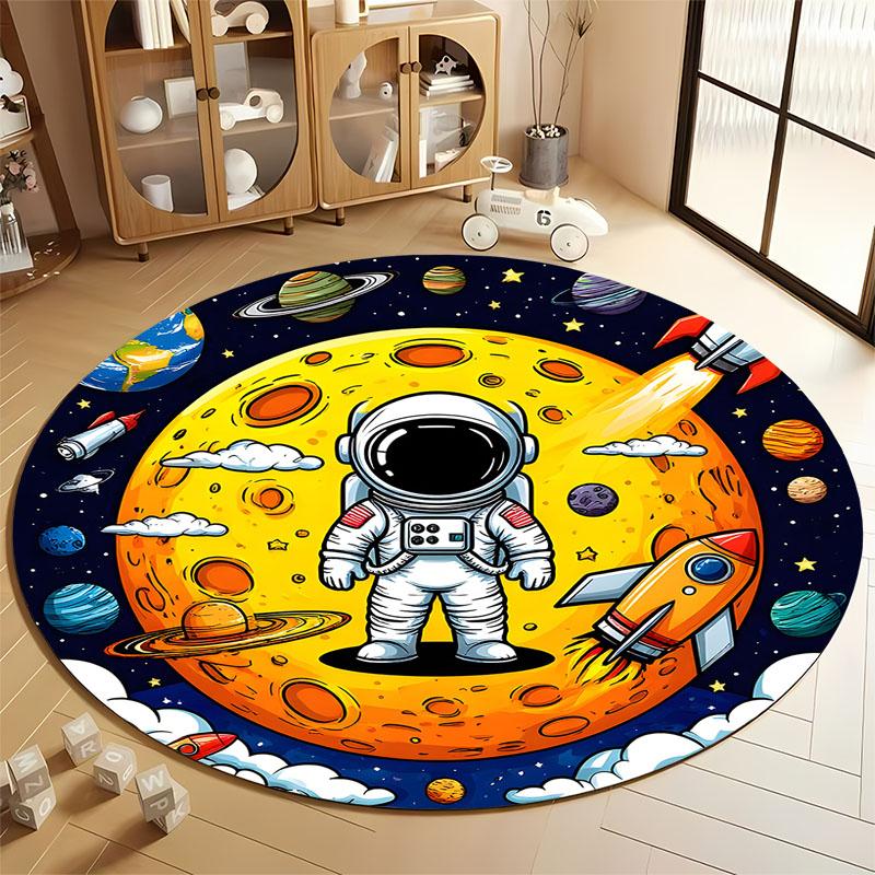 

Astronaut Adventure Rug for Cosmic Kids Room round carpet for home sofa bedroom, gift Diameter 60cm