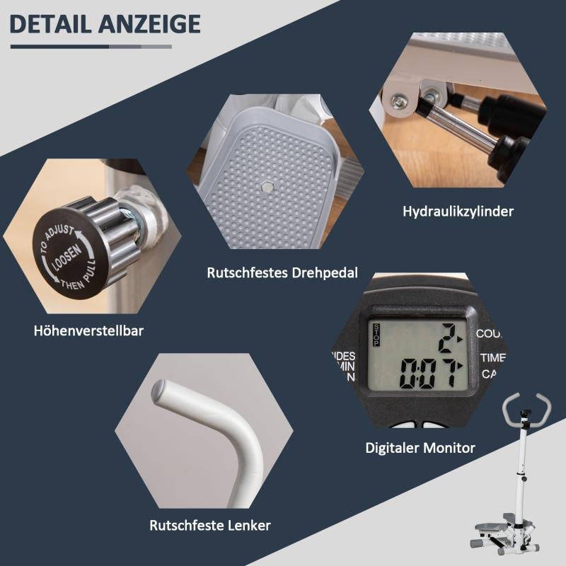 HOMCOM Home Training Stepper with LCD Display Adjustable Speed