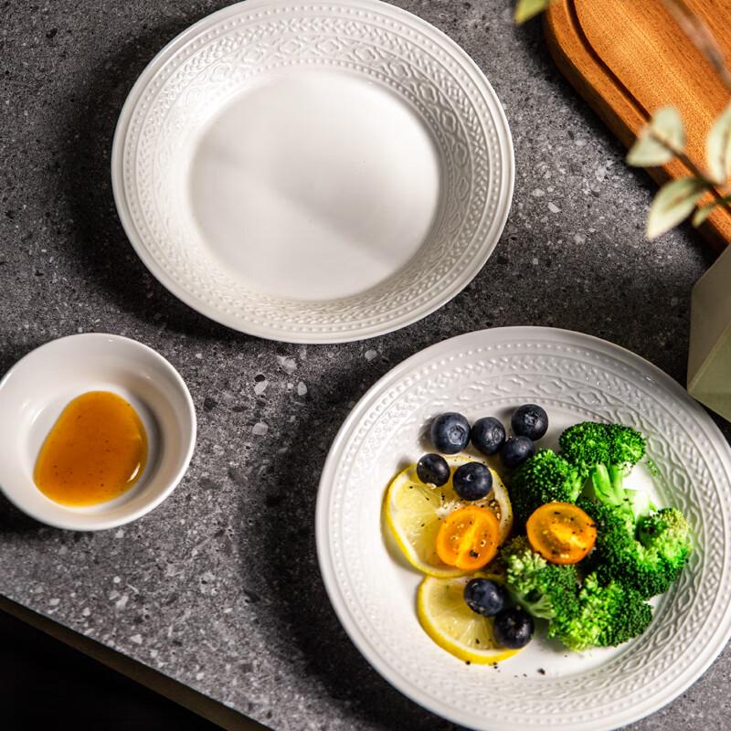 

Jiwu Senlin Embossed Ceramic 8-inch Deep Dinner Plate Set