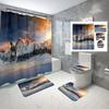 Schneeberg Duschvorhang-Set Schöne Naturlandschaft Duschvorhang Rutschfeste Badematte Toilettendeckelbezug Für Badezimmerdekoration