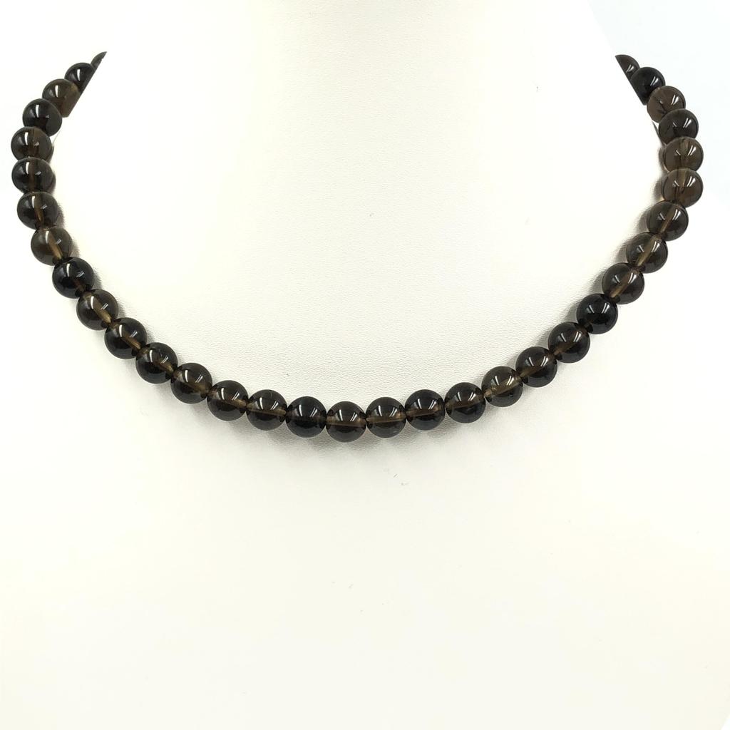 8mm Natural Smoky Topaz Gemstone Beads Jewelry Handmade Natural Beads Necklace 17-20" For Anniversary Gift 8BN-73