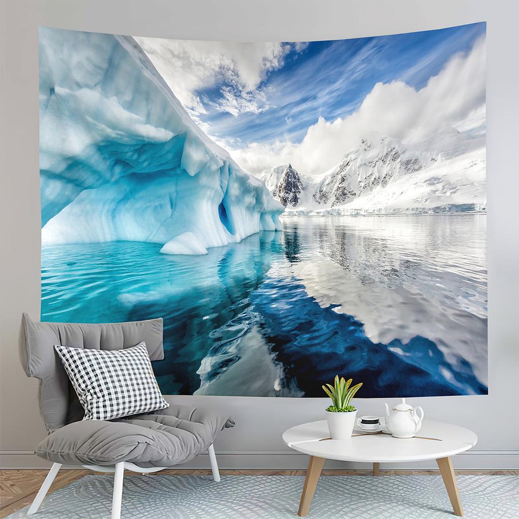 Antarctica Tapestry Glacier Ocean Tapestry Natural Landscape Tapestry Home Living Room Dorm Bedroom Aesthetics Decoration Tapes