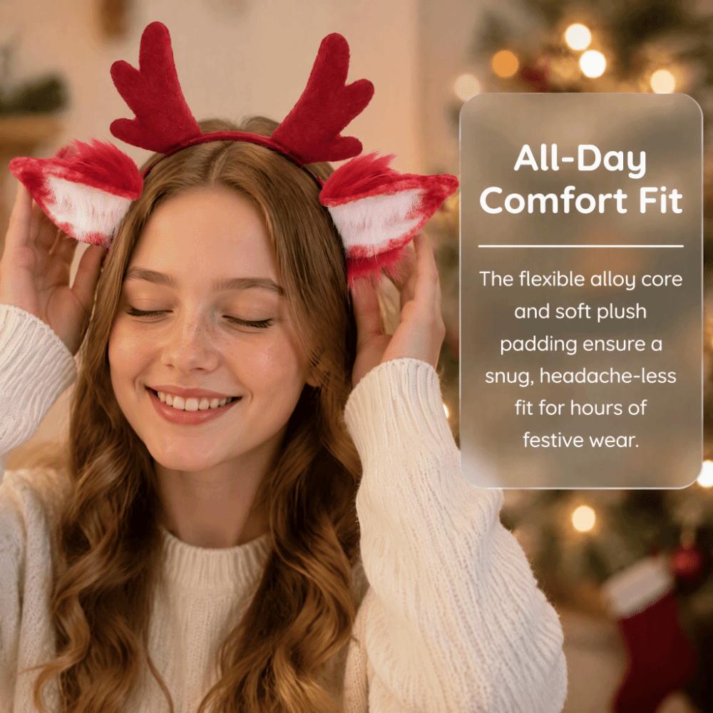 Plush Antler Headband Xmas Elk Party Dress Up Deer Ear Hair Band Creative Simulation Reindeer Antler Hair Hoop Christmas Party