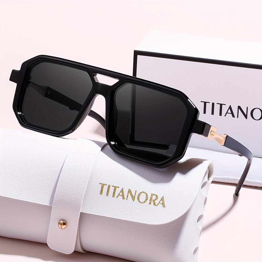 Retro Square Frame Sunglasses for Men and Women, Vintage Double Bridge UV400 Protection Shades, Fashion Street Wear Sun Glasses