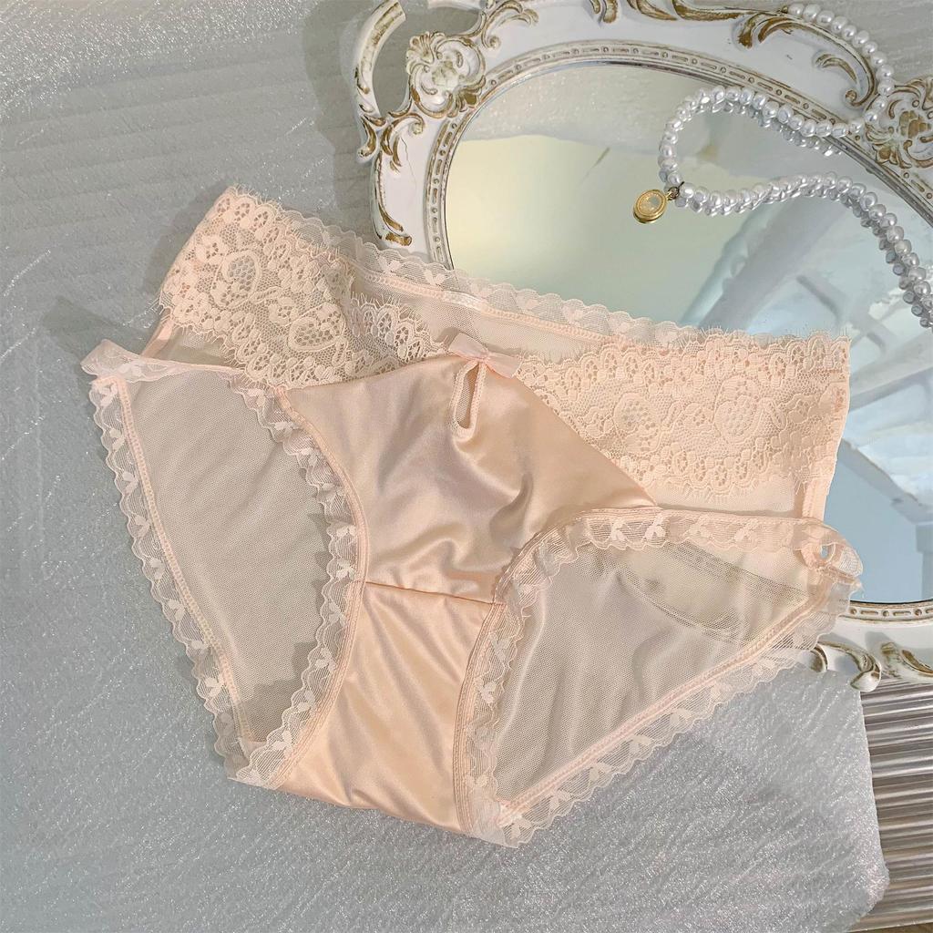 Women's French Lace Mesh Breathable Low-Rise Briefs