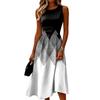 Sleeveless Casual Midi Dress for Women Round Neck Floral Printed Fit and Flare Summer Dress Lightweight Comfortable Fabric