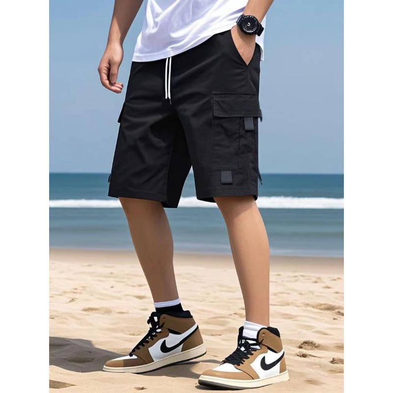 

Mens Casual Drawstring Cargo Shorts With Pockets S чорний