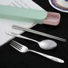 Tableware Stainless Steel Travel Camping Cutlery Fork Spoon Chopstick with Box