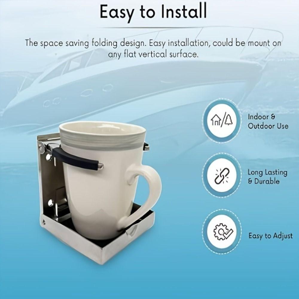 Rust-proof Stainless Steel Bottle Holder Universal Drink Holder RV Parts Folding Cup Holder Home