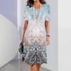 Elegante Abito Midi da Donna a Maniche Corte Moda Stampa 3D Taglie Forti Abbigliamento da Spiaggia