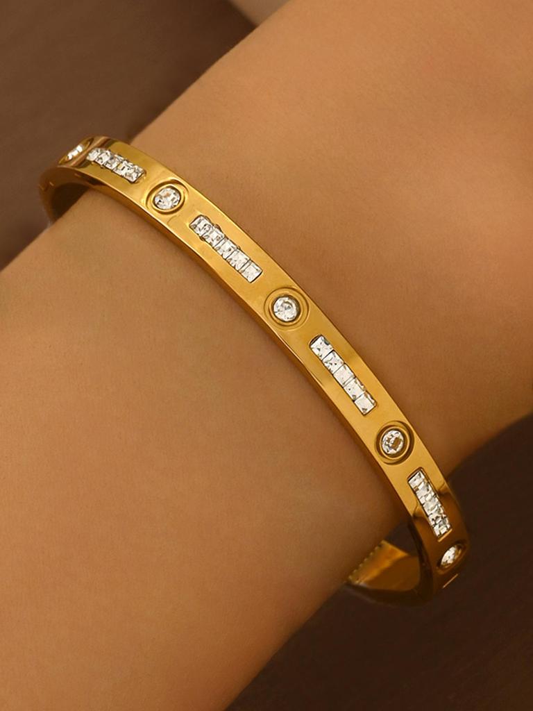 Elegantes Zirkonarmband - Weißer Titanstahl für Damen