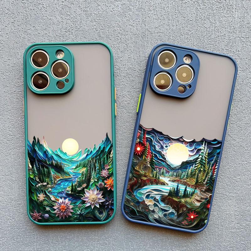 Forest scenery Mountain River Landscape Phone Case For iphone 16 15 14 13 12 11 Pro Max Mini Plus X XR XS 7 8 Shockproof Cover