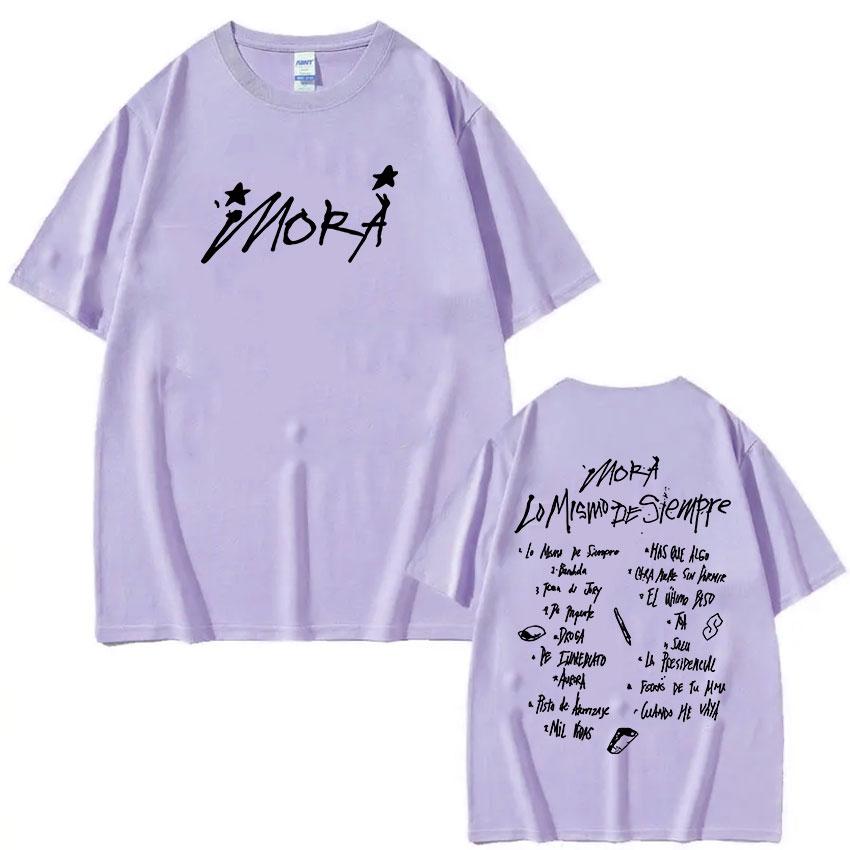 Singer Mora Lo Mismo De Siempre Album Letter Graphic T Shirt Men Women Fashion Harajuku T-Shirt Summer O-Neck Casual Cotton Tees