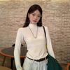 White Half-high Neck German Velvet Base Shirt for Women New Autumn and Winter Plus Velvet Thickened Inner Slim Fit Warm Top