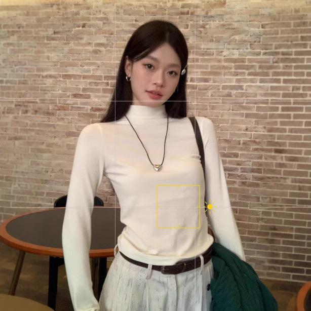 

White Half-high Neck German Velvet Base Shirt for Women New Autumn and Winter Plus Velvet Thickened Inner Slim Fit Warm Top XL сірий