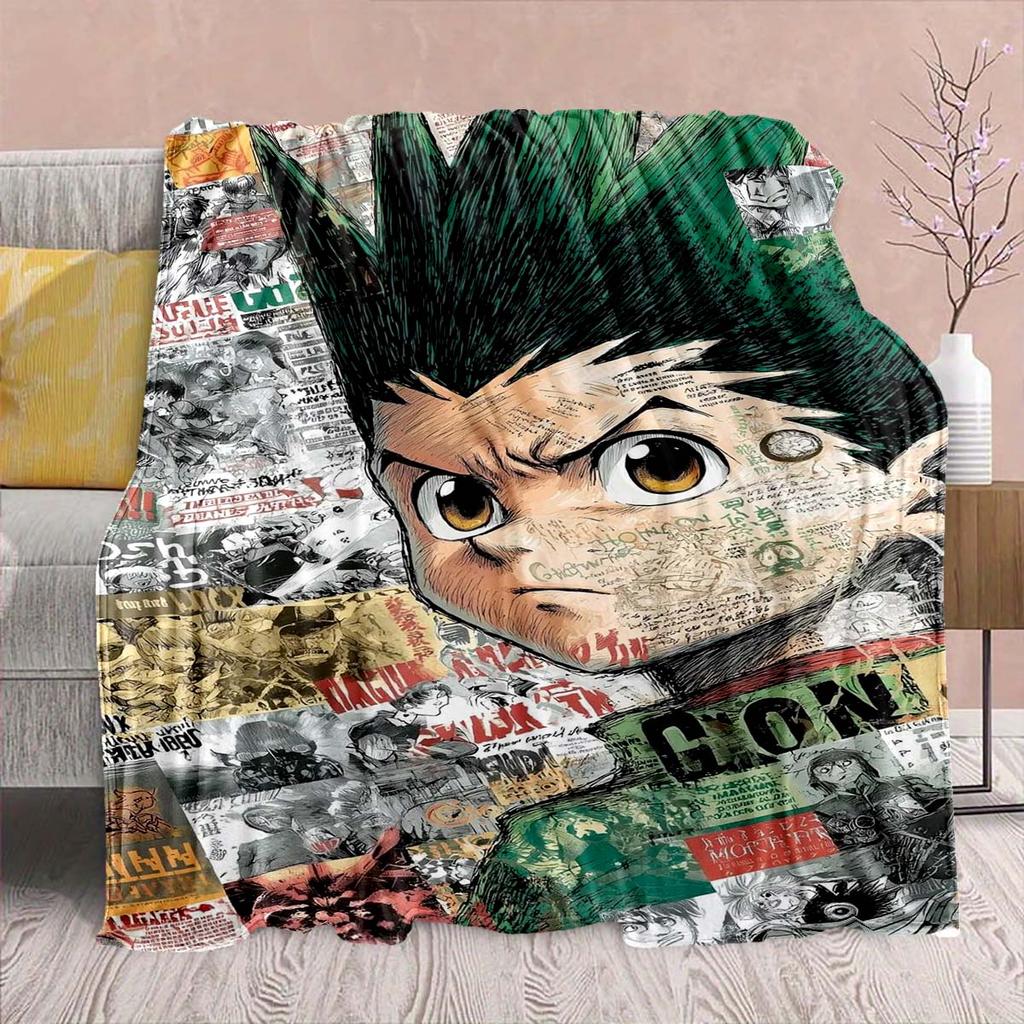 Hunter x Hunter Anime Flannel Blanket – Soft & Warm – Perfect for Sofa, Bedding, Camping, Travel, Office, & Home Decor – QJY