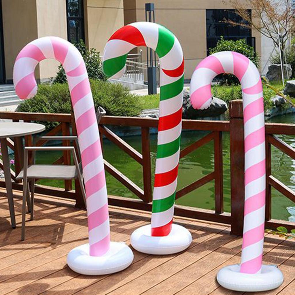 Inflatable Christmas Ornaments 57Inch Blow Up Ornament Oversized Candy Canes Balloons Inflatable For Home Lawn Holiday Indoor