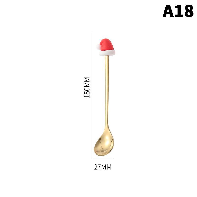1/2/4/6 szt. Łyżka ze stali nierdzewnej Łyżeczka do deseru Świątecznego Widelczyk do ciasta Kreskówkowy choinka łoś Łyżka widelec Świąteczne pudełko prezentowe