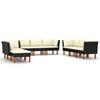 9 piece Garden Lounge Set with Cushions Poly Rattan Black