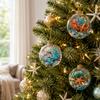 Themed Christmas Tree Ornaments Set of 10, Unlit Hanging Pendant Decorations for Holiday Tree