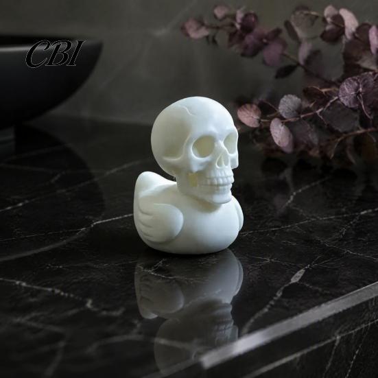 Dark Niche Home Decoration 3D Printed Skull Duck Figurine, Gothic Skeleton Head Statue, Halloween Trendy Desktop Accessory Spooky Desk Ornament,