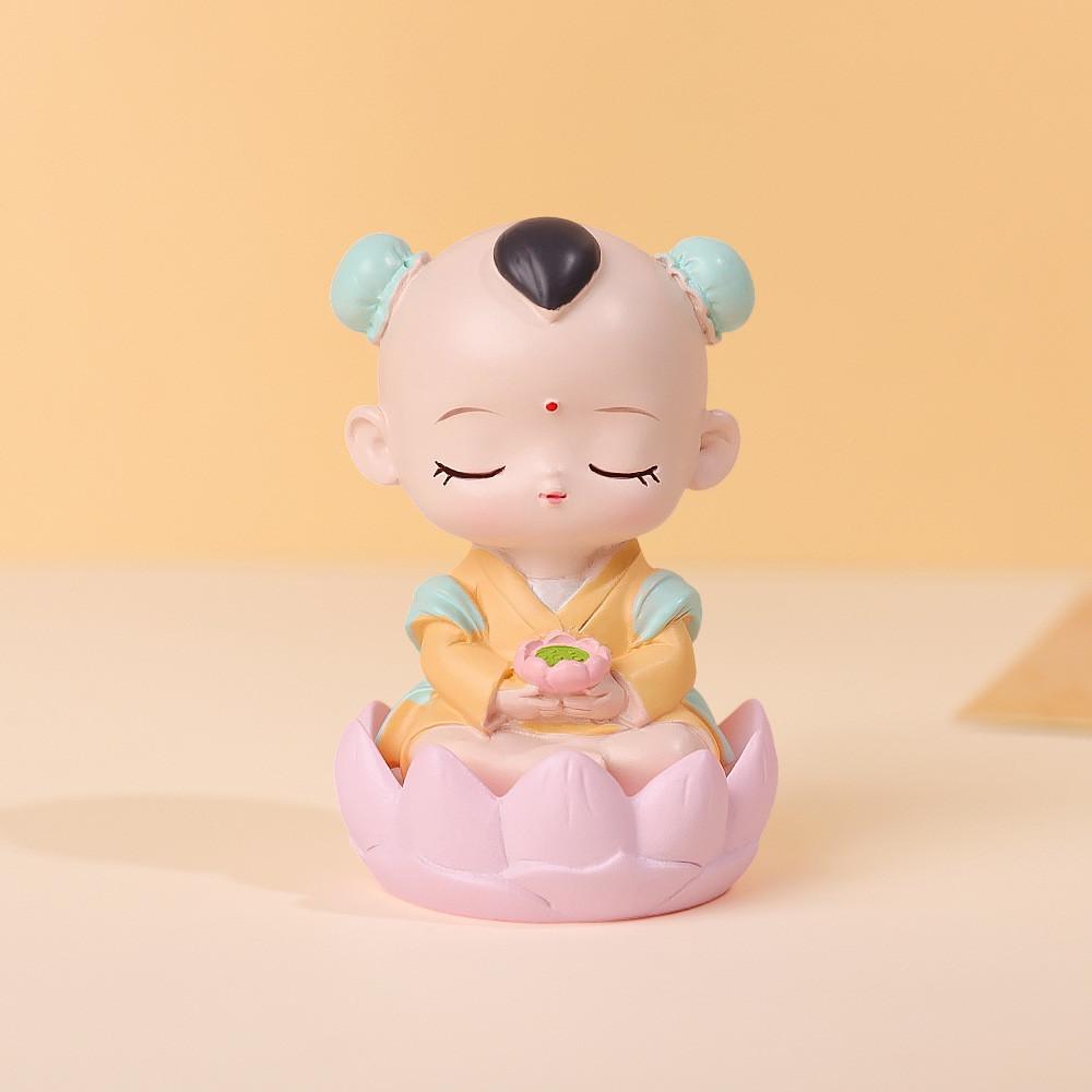 Buddhist Blessing Resin Figurine With Lotus Base For Home Decor And Giftgiving