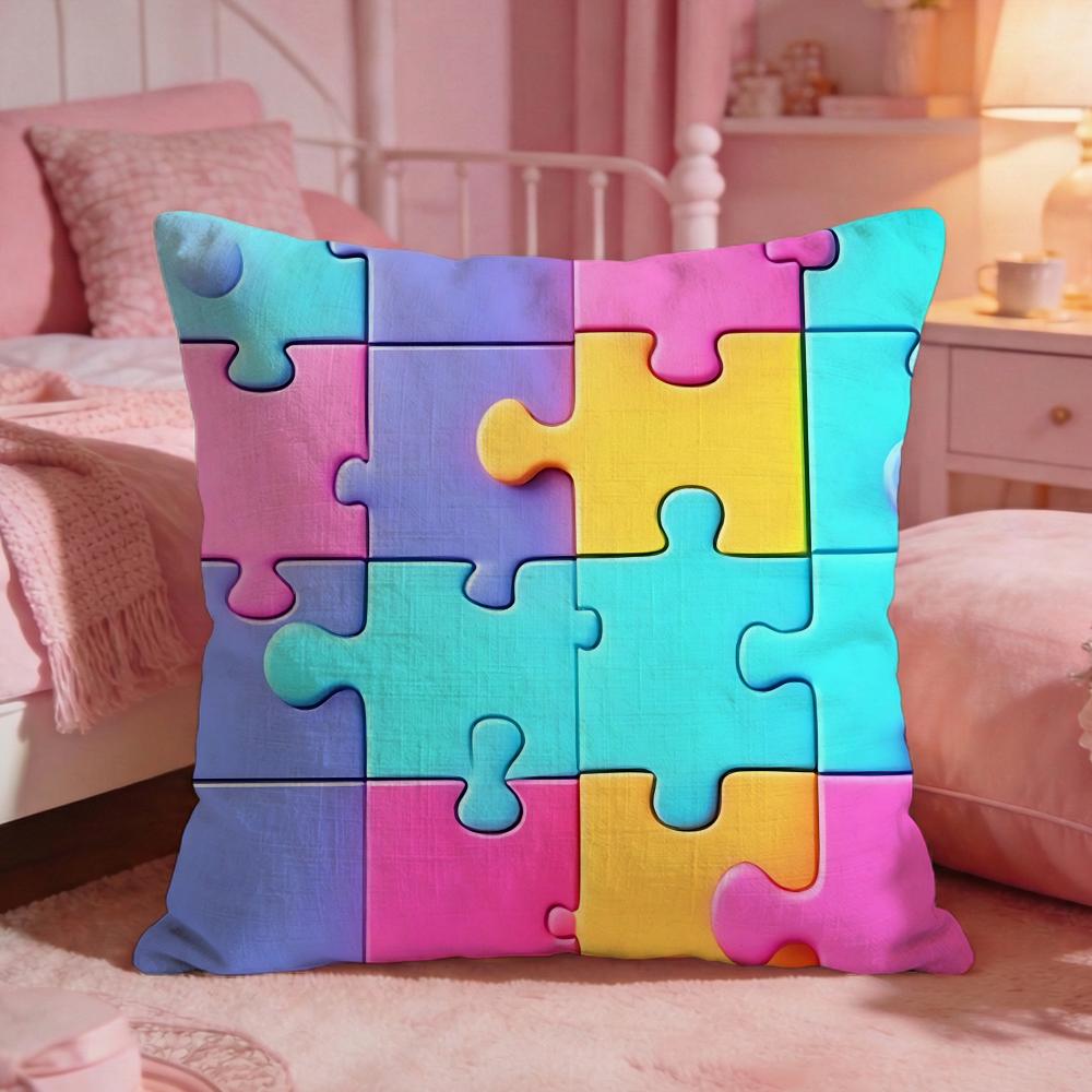 DecorPuzzleS Cushion Cover Premium Comfort Reversible Pillow Cove Two in One Design for Any Room Car Interior