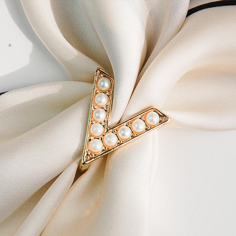 

Жемчужная пряжка для шарфа, Высококлассная темпераментная пряжка для шали, Пряжка для шелкового шарфа One Size золотой