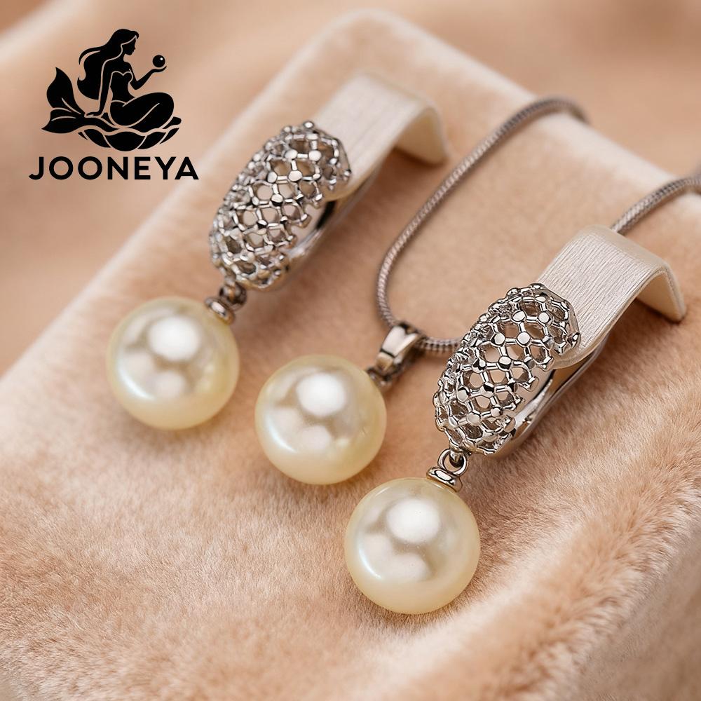 Imitation Pearl Necklaces Earrings Sets For Women Fashion Flower Cubic Zirconia Pendant with Chain Birhday Gift